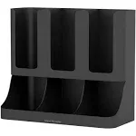 Mind Reader Flume Six-Section Upright Coffee Condiment/Cup Organizer, Black, 11.5