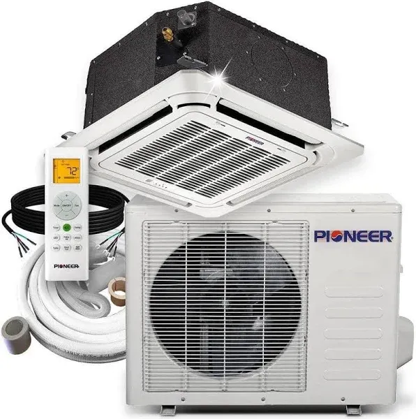 Pioneer 18,000 BTU 20 SEER 8-Way Compact Cassette Mini- Split Air Conditioner Heat Pump System