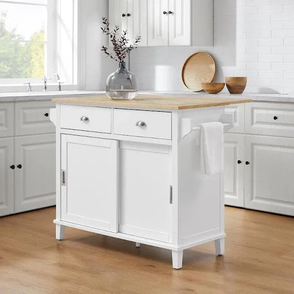 Crosley Cora Drop Leaf Kitchen Island Emerald & Natural