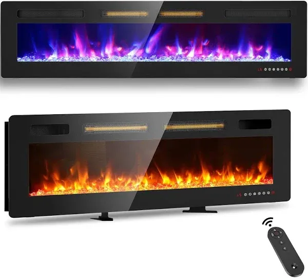 BREEZEHEAT Electric Fireplace Wall Mounted Thin Fireplace Living Room with Heater