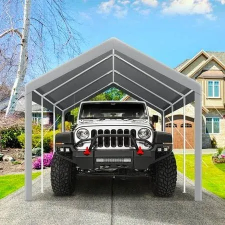 COBIZI Carports 10x20 Heavy Duty Car Canopy Garage 2.0 Carport Car Tent Outdoor Shelter Upgrade Waterproof & UV Protected with Windproof Ropes