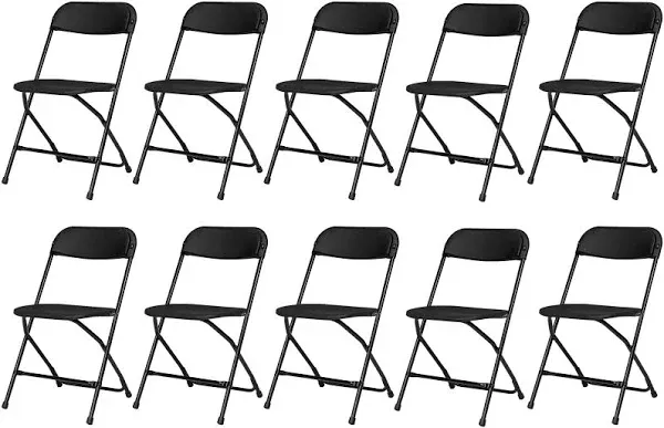 Vingli Plastic Folding Chair Indoor Outdoor Portable Stackable Commercial Seat with Steel Frame 350lb. Capacity for Events Office