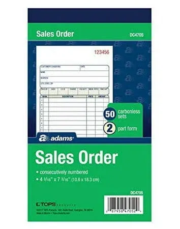 Adams Sales Order Book 2-Part