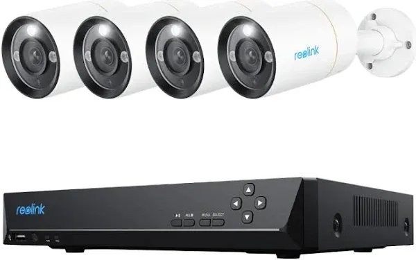 REOLINK RLK8-1200D4-A 12MP PoE Security Camera System 4pcs H.265 Surveillance IP Cameras Wired in 12 Megapixel UHD