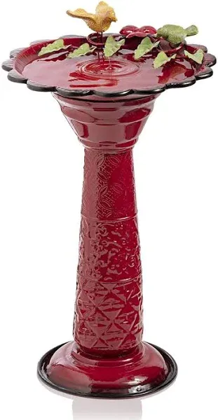 Alpine Red Metal Birdbath