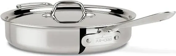 All Clad 3 Quart Stainless Steel Saute Pan with Lid