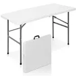 Best Choice Products 4ft Plastic Folding Table, Indoor Outdoor Heavy Duty Portable w/ Handle, Lock for Picnic - Black