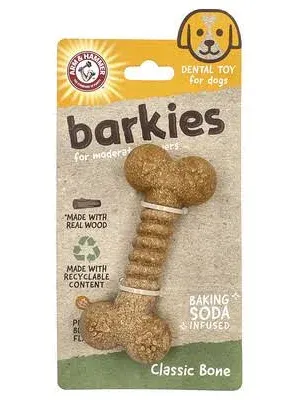 Arm & Hammer: Barkies 5-in. Peanut Butter Flavor Classic Bone Dog Toy, Multi