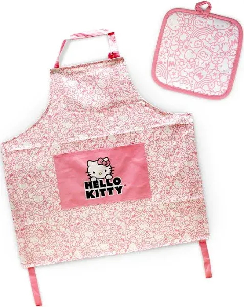 Handstand Kitchen Hello Kitty Print 28" Adult Apron and Pot Holder Set