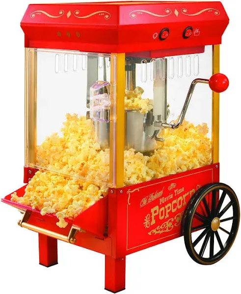 Nostalgia KPM220CTBK 2.5-oz. Popcorn Cart with 5-Qt. Popcorn Bowl - Black