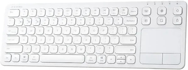 SANWA Multi Device Bluetooth Keyboard with Touchpad, Rechargeable Keypad with Trackpad for Laptop Desktop Computer PC iPad/iPhone Tablet, Compatible with MacBook, Windows, Android, iOS, White