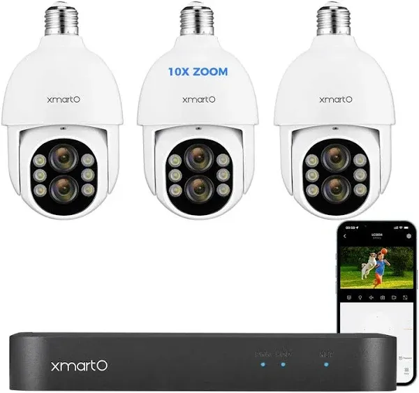 XMarto 3-Combo Light Bulb Wireless Security Camera