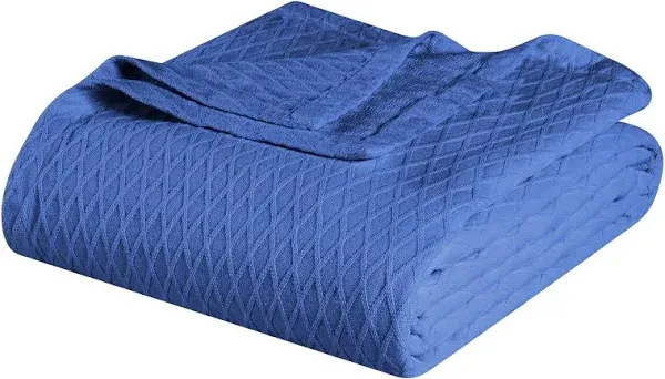 BLUENILEMILLS BNM Cotton, Breathable, Ideal for; Picnic, Beach, Traveling, or Camping, Thermal Blanket, Bedroom Decor, Daily Bedding, Diamond All-Season Cotton Blanket, Full/Queen, Forest Green