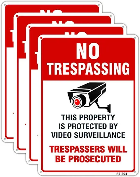 Large Video Surveillance Signs Outdoor,No Trespassing Sign Aluminum 10x14 Inc...