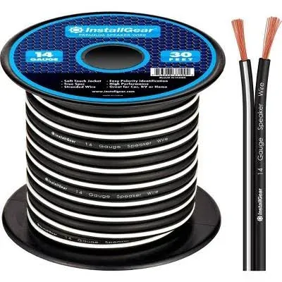 InstallGear 14 Gauge AWG 30ft Black Speaker Wire Cable - Great Use for Car Speakers Stereos, Home Theater Speakers, Surround Sound, Radio