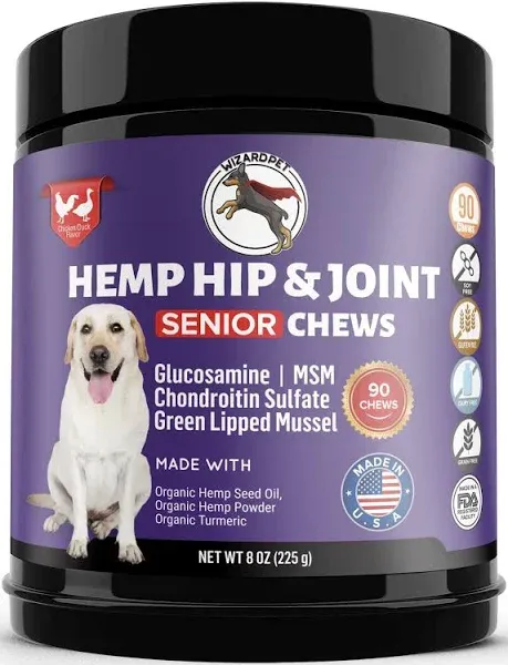 Mobility Hemp Oil Hip &amp; Joint Supplement for Senior Dogs - Chondroitin Glucos...