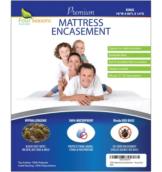 Zippered King Mattress Protector - Bed Bug Waterproof Mattress Cover, Premium...