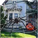 OCATO 200" Halloween Spider Web + 59" Giant Spider Decorations Fake Spider