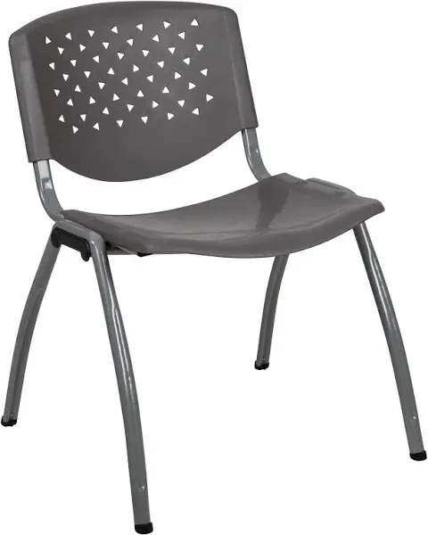 Flash Furniture Hercules Series 880 lb. Capacity Plastic Stack Chair with Titanium Frame