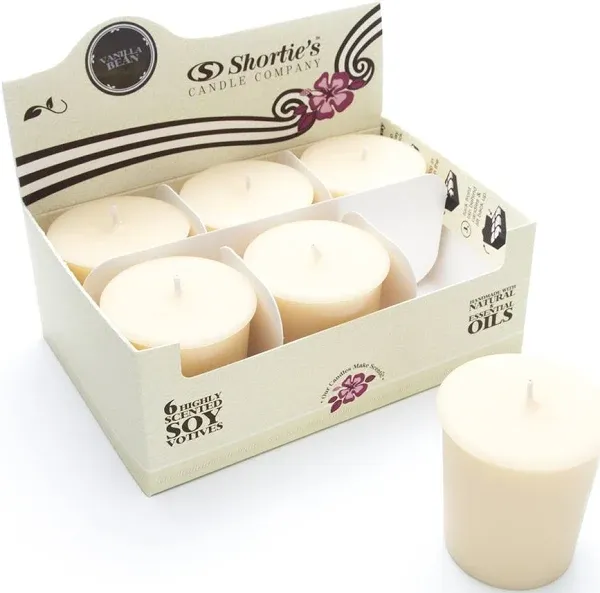 Vanilla Bean Soy Votive Candles - Scented with Natural Fragrance Oils - 6 Beige