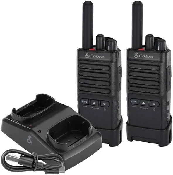 Rechargeable, 300,000 Sq. Ft/25 Floor Range Two-Way Radio Set (2-Pack), Black