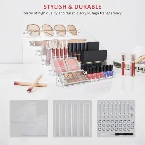 KINGROW Nail Polish Organizer 72 Bottles of 6 Layers Acrylic Display Rack Eye...