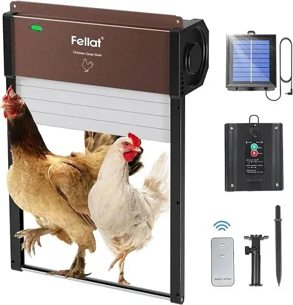 Automatic Chicken Coop Door Solar Powered w/ Light Sensor/ Remote Control/ Timer