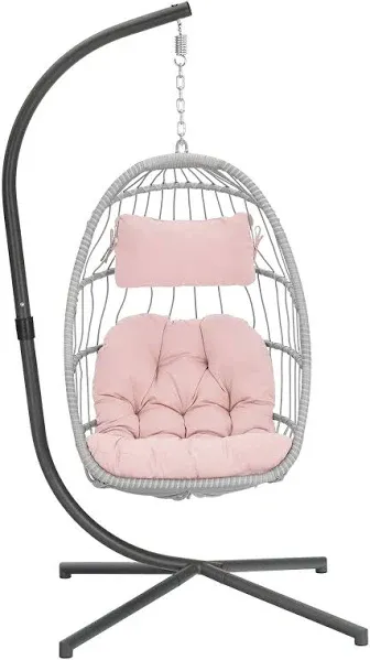 Brafab Swing Egg Chair,Hammock Chair, Hanging Chair, Aluminum Frame and UV Resistant Cushion with Steel Stand