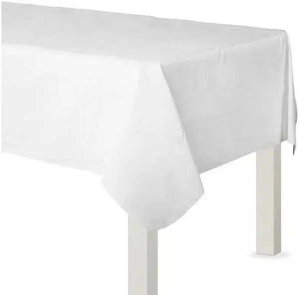 Amscan Frosty White Flannel Backed Table Cover