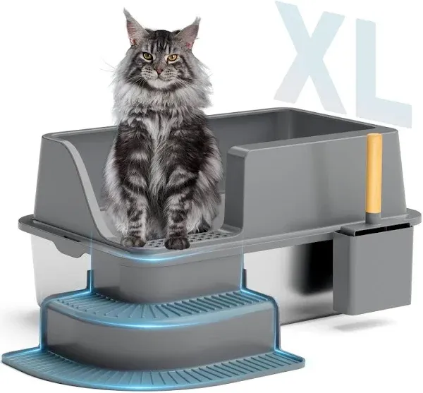 Stainless Steel Litter Box with Lid, Extra Large Cat Litter Box, XL Large Metal