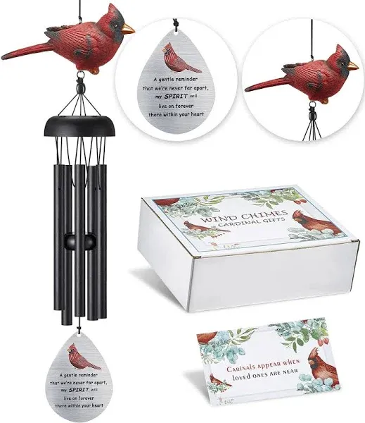 Memorial Wind Chimes for Outside,Cardinal Wind Chimes for Loss of Loved One,Sympathy Wind Chimes,Memorial Gifts for Loss of Mother,Sympathy Gifts for Loss of Dad,Windchimes in Memory of a Loved One