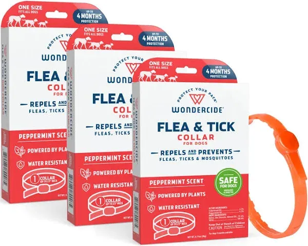 Wondercide - Dog Collar - Flea, Tick, Mosquito Repellent for Dogs - with Natural Essential Oils - Pet and Family Safe - 3PK - Up to 12 Months Protection