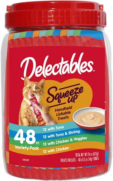 48 cans Squeeze interactive cat treats, assorted packaging, lickable treats