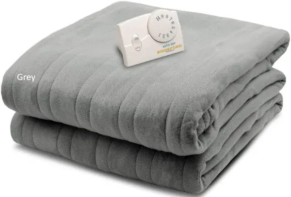 Biddeford Comfort Fleece Electric Heated Warming Blanket Twin Gray Washable 1...