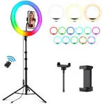 Weilisi 12&#039;&#039; Ring Light with Stand 72&#039;&#039; Tall &amp; 2 Phone Holders,38 Color Modes Se