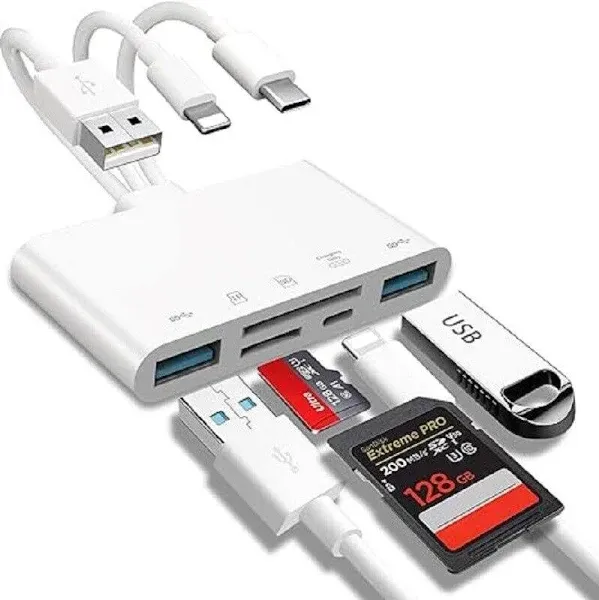 5-in-1 Memory Card Reader, USB OTG Adapter &amp; SD Card Reader for i-Phone/i-Pad.<wbr/>..