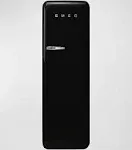 Smeg FAB28 50's Retro Style Aesthetic Top Freezer Refrigerator with 9.92 Cu Total Capacity, Multiflow Cooling System, Adjustable Glass Shelves 24-Inches, Black Right Hand Hinge Made In Italy