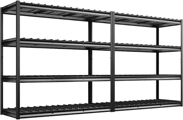 REIBII 60" W Garage Shelving 2500LBS Storage Shelves Heavy Duty Shelving Adjustable Metal Shelving Units and Storage 4-Tier Industrial Garage Storage Shelf Rack for Warehouse,Basement, 2Pack