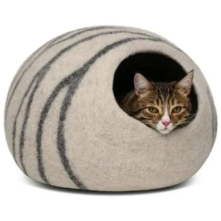 MEOWFIA 9899826 Merino Wool Cat Bed - Light Grey Large