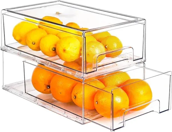 Sorbus Fridge Drawers Clear Stackable Pull Out Refrigerator Organizer Bins