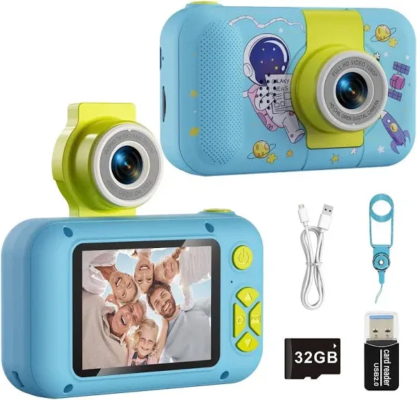 Kids Camera Toys for 3 4 5 6 7 8 9 10 11 12 Year Old Girls/Boys,Kids Digital Camera for Toddler,Christmas Birthday Festival Gifts for Kids,Video Selfie Camera for Kids with 32GB TF Card