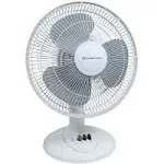 Comfort Zone 12&#034; 3-Speed Oscillating Table Fan with Adjustable Tilt, White