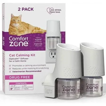 Comfort Zone Two Room Calming Diffuser Kit for Cats and Kittens