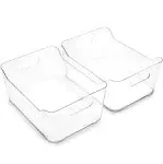 Bino Clear and Transparent Plastic Storage Organizer Bin with Handles (2 PC Set)