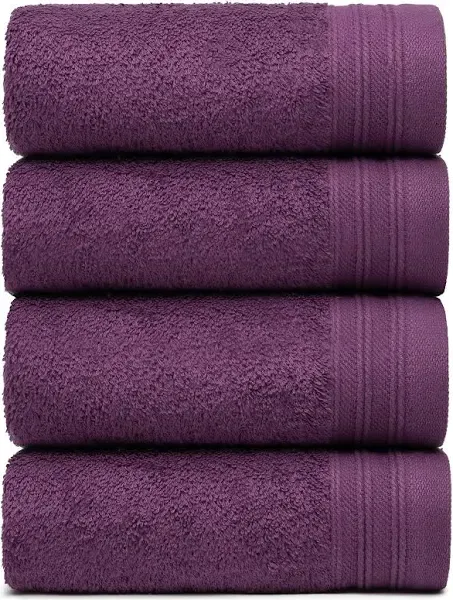 Premium Towel Set of 4 Hand Towels 18” x 30” | Dark Grey and Plum Hand Towels...