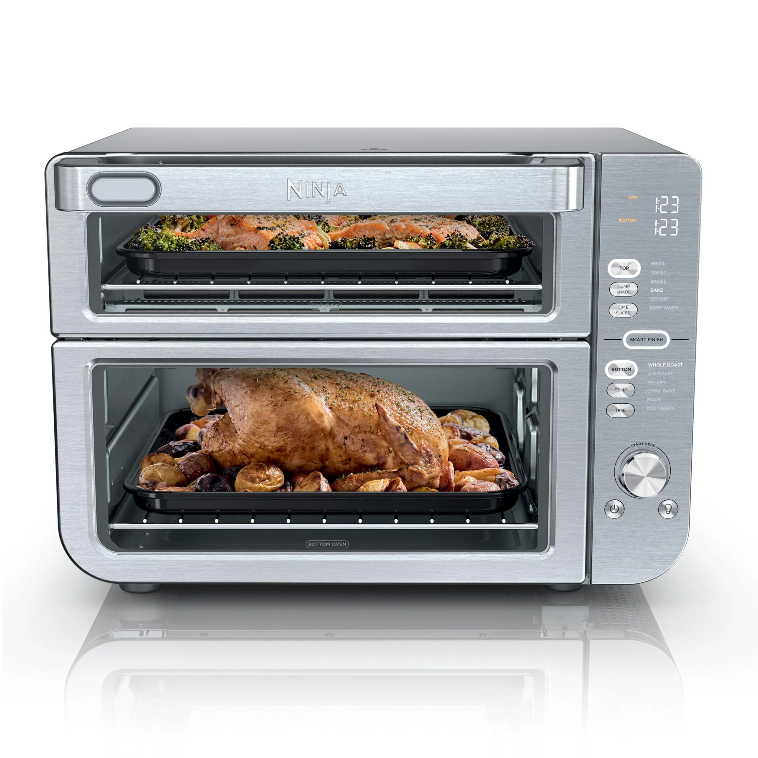 Ninja Double Stack XL Countertop Oven & Air Fryer, 12-in-1, Flexdoor, FlavorSeal, SMART FINISH with DualZone Technology, Countertop Oven, Air Fryer, Bake, Broil, Reheat, Pizza, Stainless Steel, DCT601