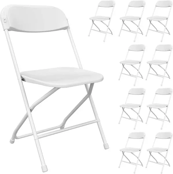 Black Plastic Folding Chairs, Indoor Outdoor Stackable Seat (10-Pack)