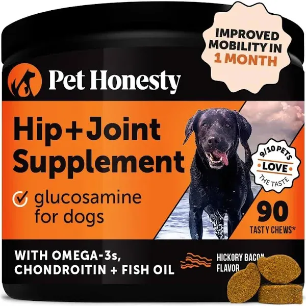 Pet Honesty Dog Hip &amp; Joint Health Support | 90 Chews Bacon Flavor Exp 1/25