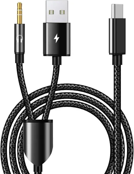 USB C to 3.5mm Car Aux Cable, 2 in 1 USB C to 3.5mm Car Stereo Aux Headphone ...