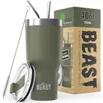 Greens Steel Beast 40 oz Tumbler Stainless Steel Vacuum Insulated Coffee Ice Cup Double Wall Travel Flask (Army Green)